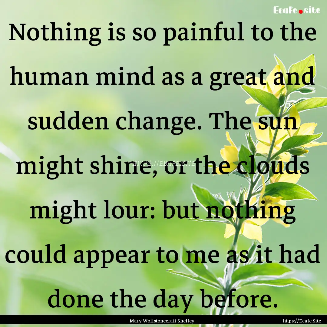 Nothing is so painful to the human mind as.... : Quote by Mary Wollstonecraft Shelley