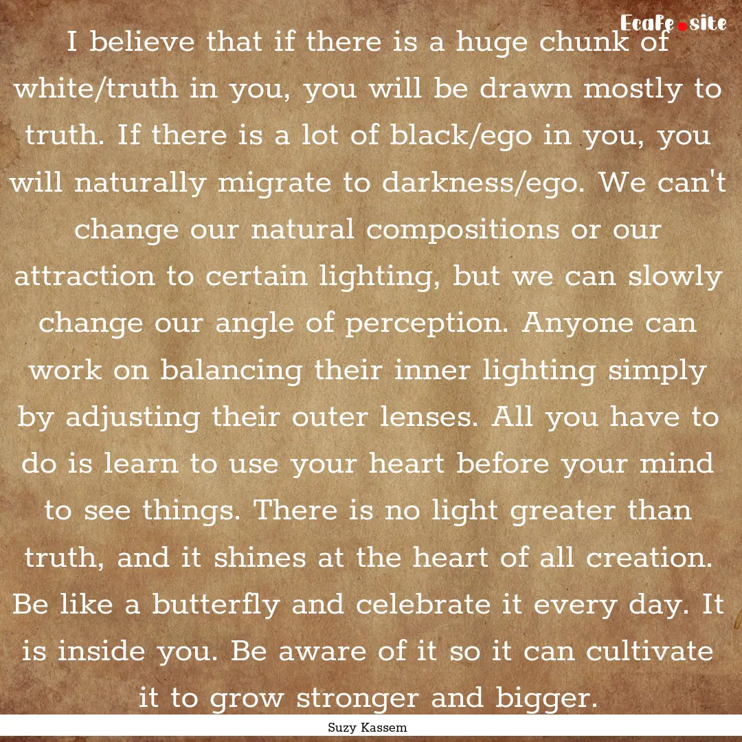 I believe that if there is a huge chunk of.... : Quote by Suzy Kassem