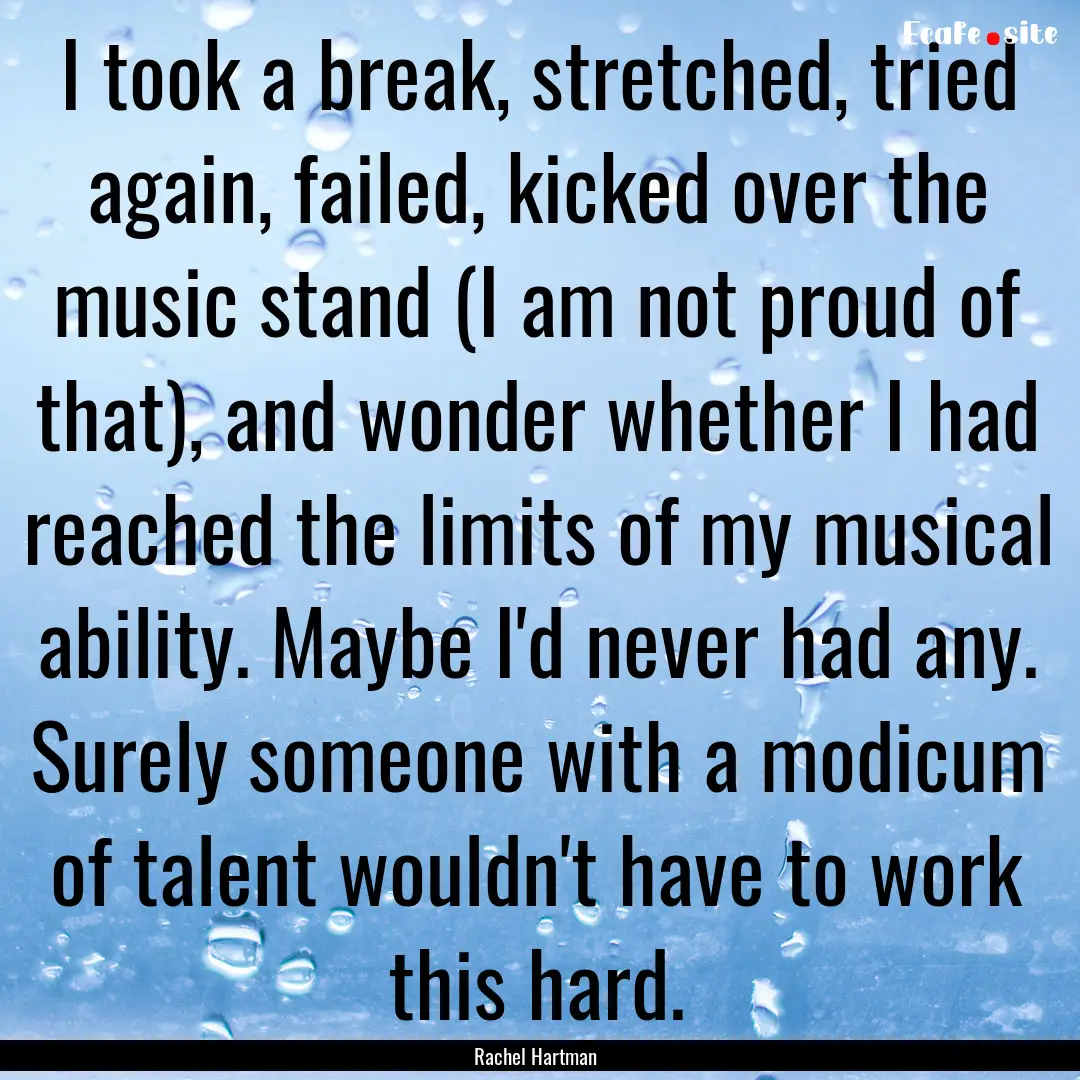 I took a break, stretched, tried again, failed,.... : Quote by Rachel Hartman