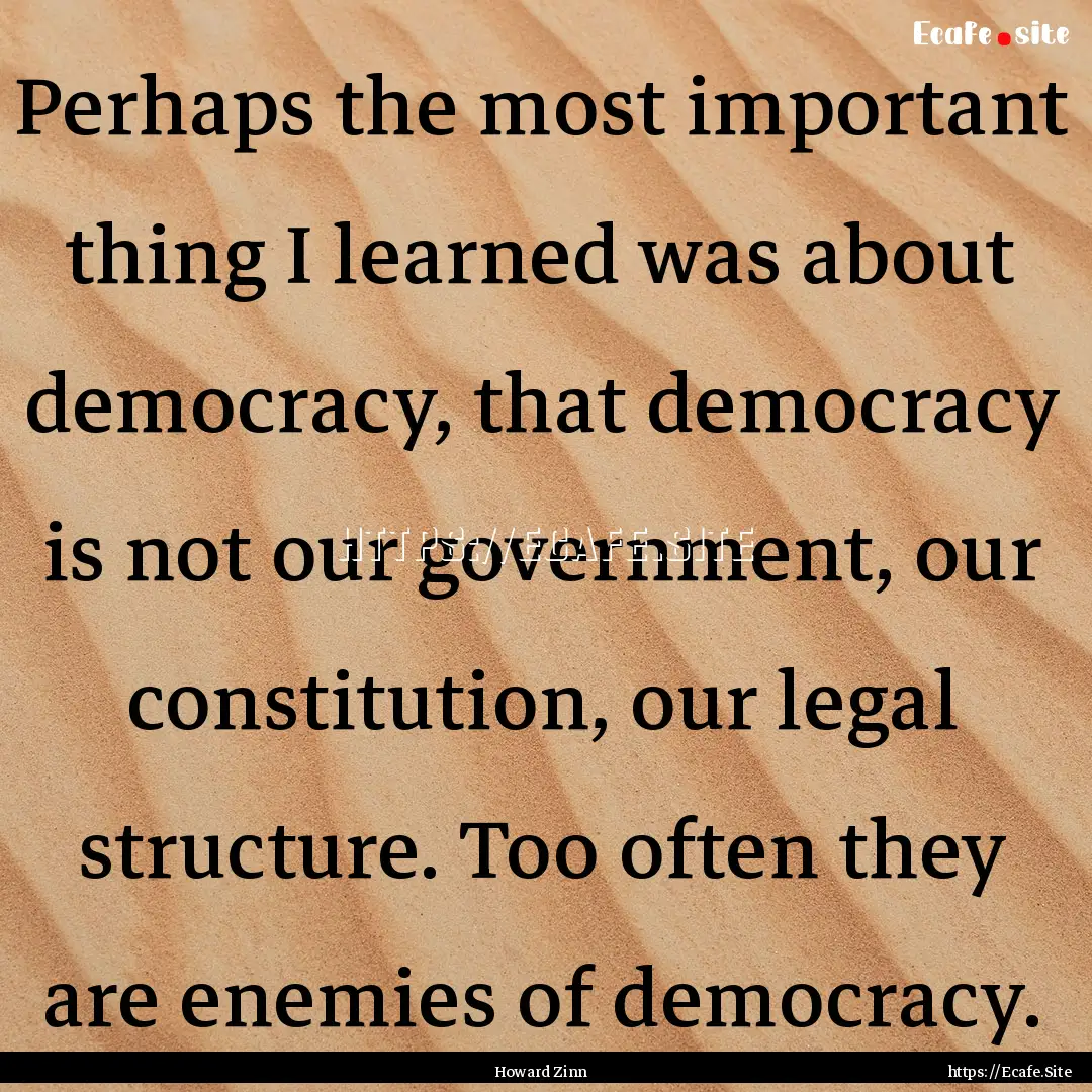 Perhaps the most important thing I learned.... : Quote by Howard Zinn