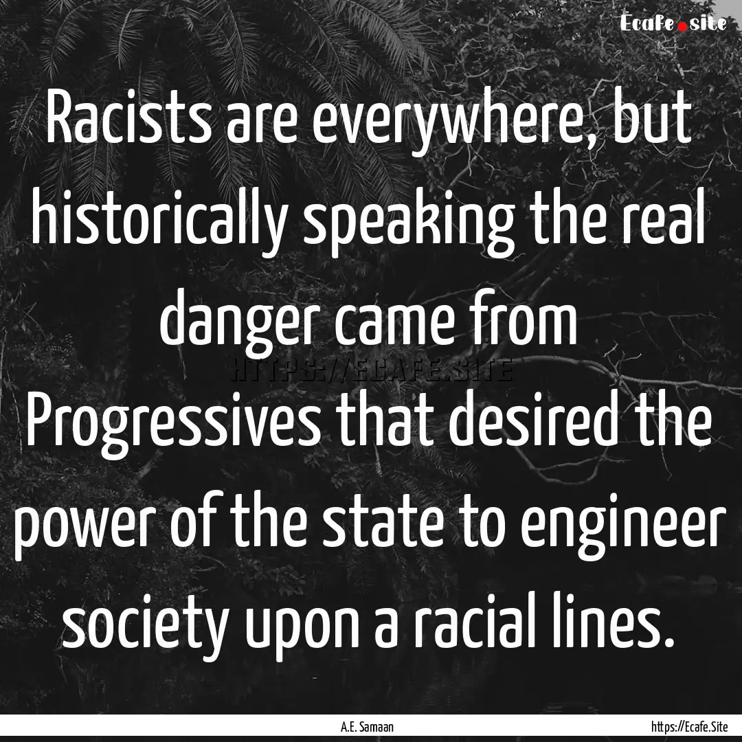 Racists are everywhere, but historically.... : Quote by A.E. Samaan