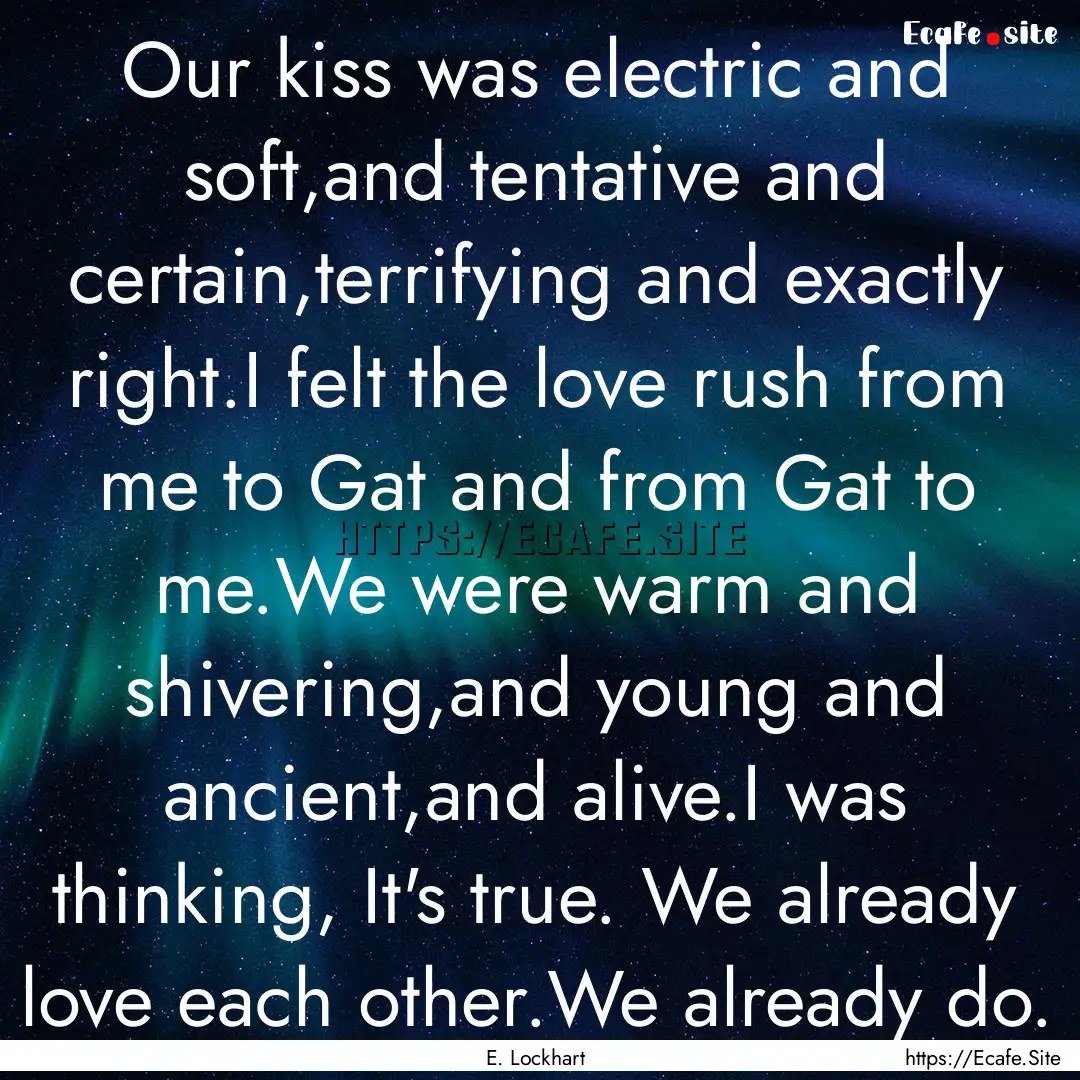 Our kiss was electric and soft,and tentative.... : Quote by E. Lockhart