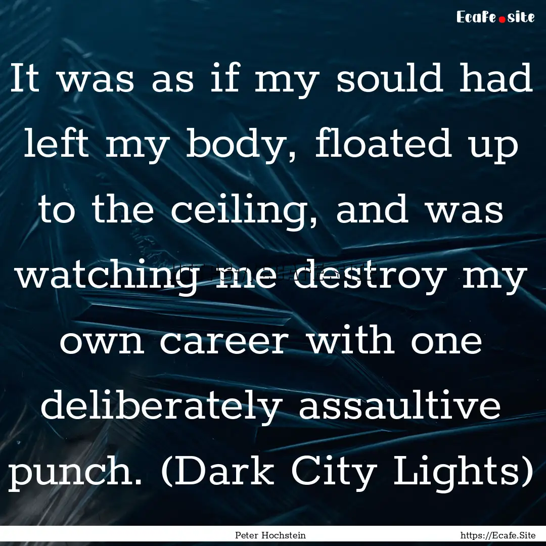 It was as if my sould had left my body, floated.... : Quote by Peter Hochstein