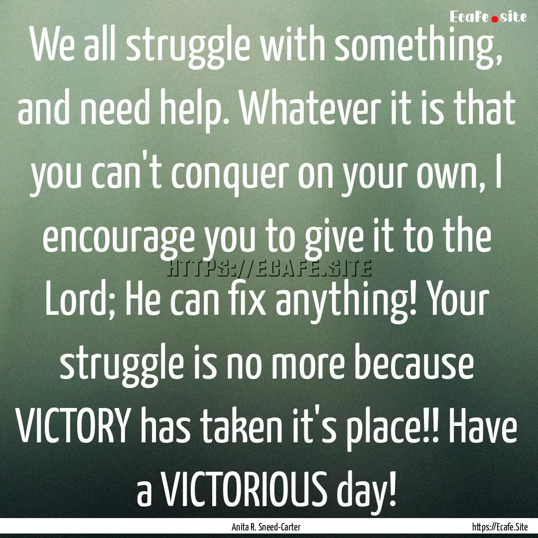 We all struggle with something, and need.... : Quote by Anita R. Sneed-Carter