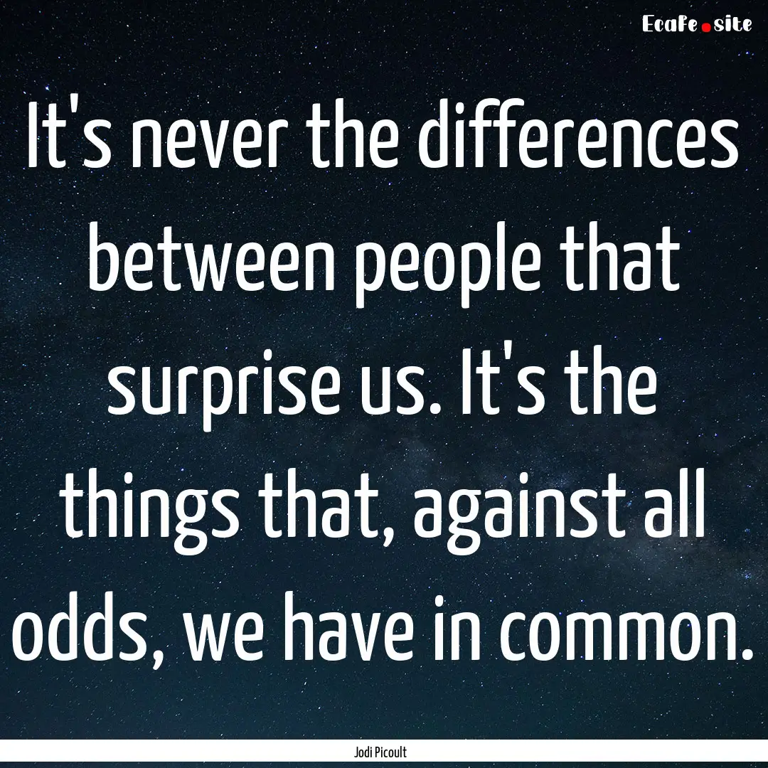 It's never the differences between people.... : Quote by Jodi Picoult