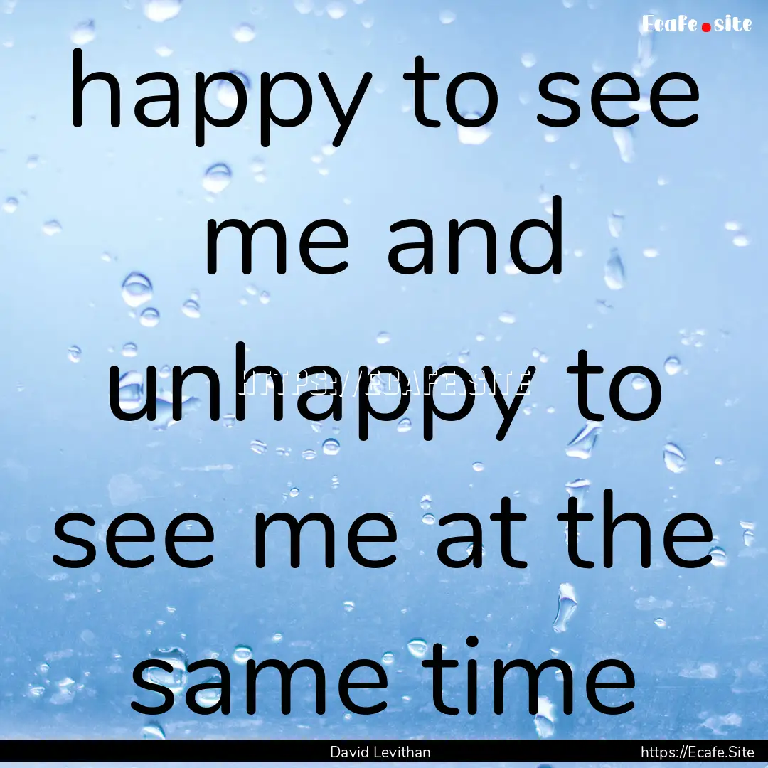 happy to see me and unhappy to see me at.... : Quote by David Levithan