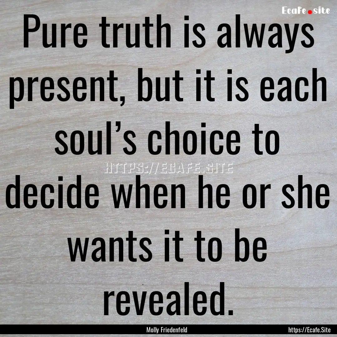 Pure truth is always present, but it is each.... : Quote by Molly Friedenfeld