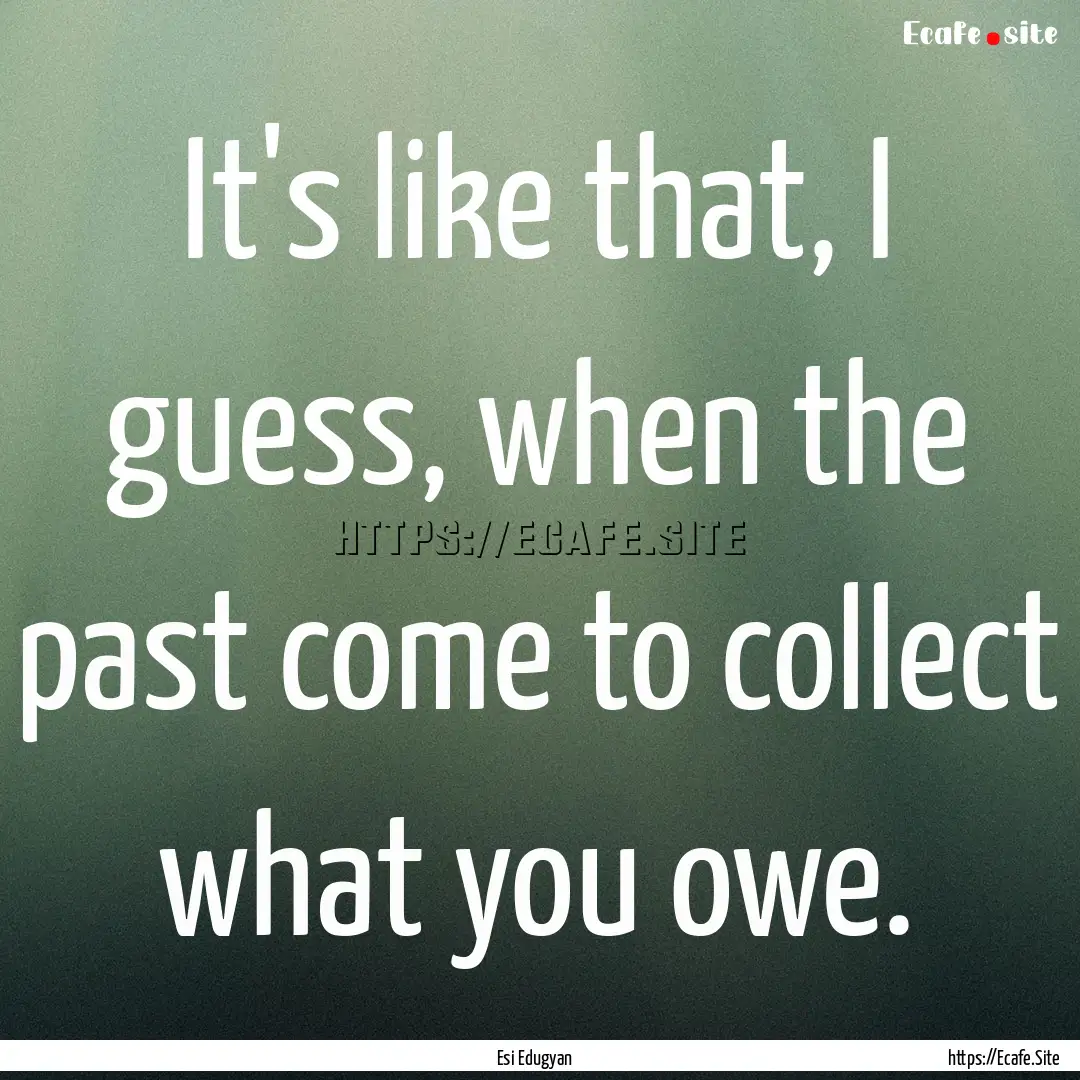 It's like that, I guess, when the past come.... : Quote by Esi Edugyan