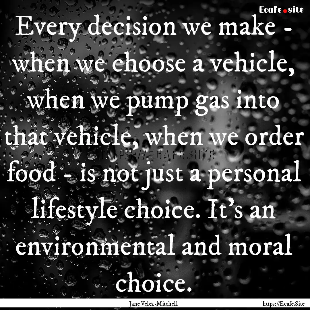 Every decision we make - when we choose a.... : Quote by Jane Velez-Mitchell