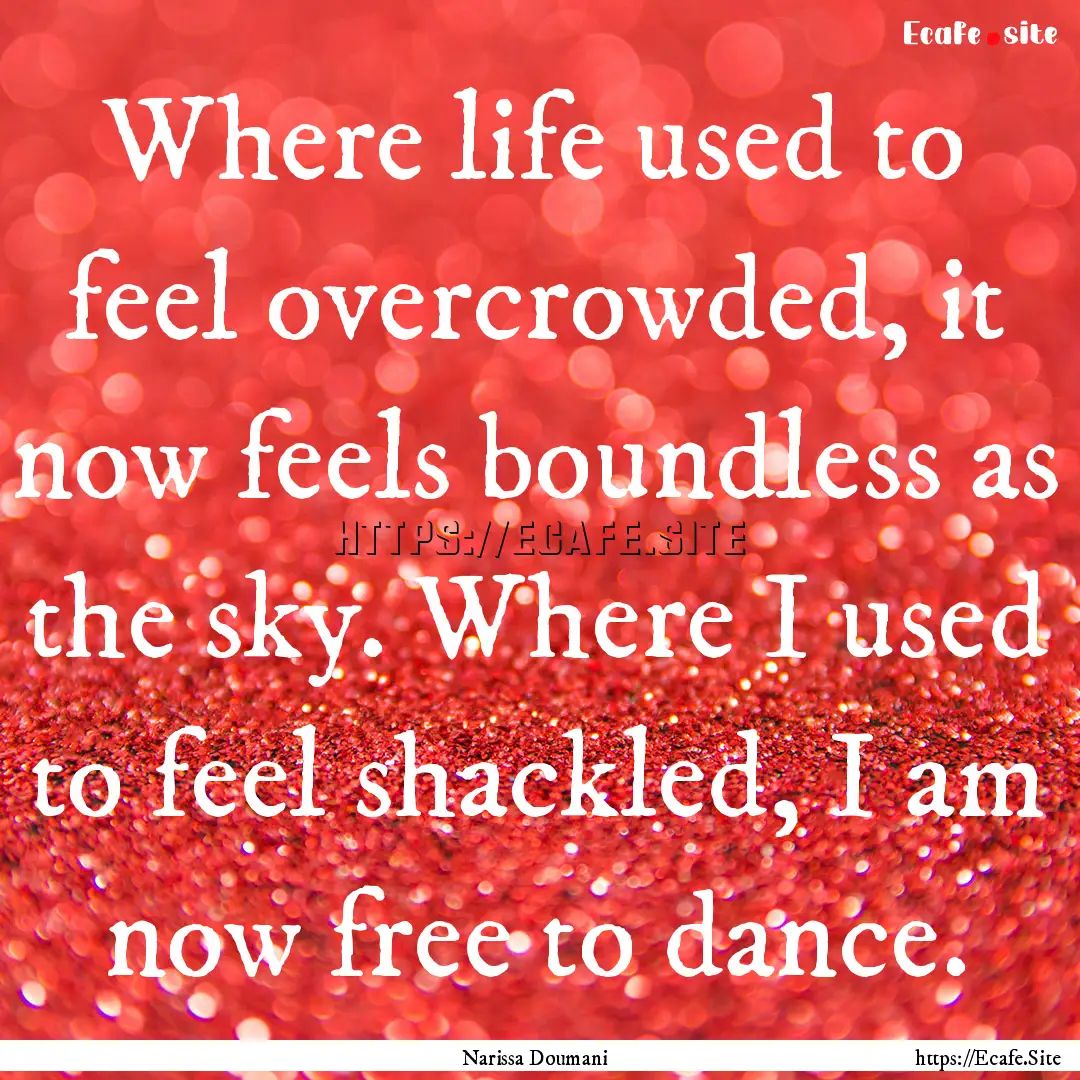 Where life used to feel overcrowded, it now.... : Quote by Narissa Doumani