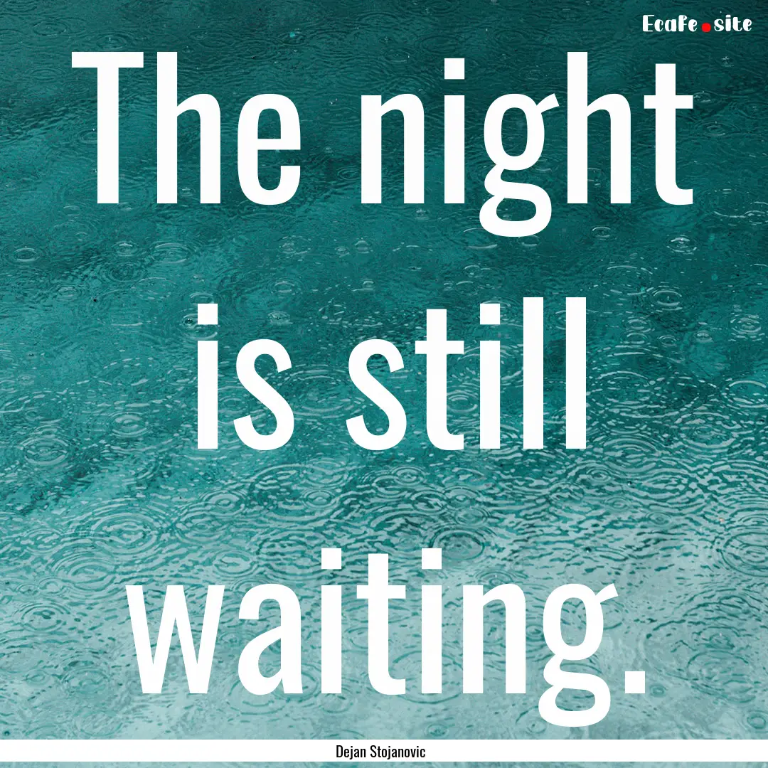 The night is still waiting. : Quote by Dejan Stojanovic