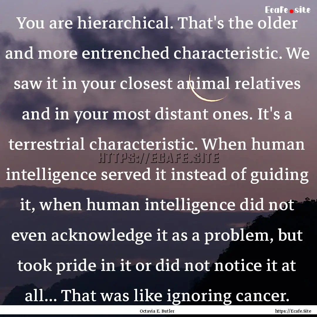 You are hierarchical. That's the older and.... : Quote by Octavia E. Butler