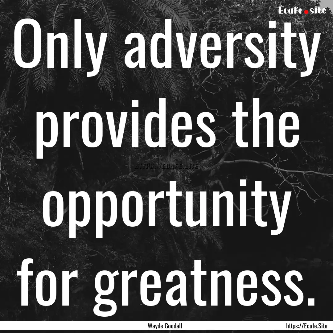 Only adversity provides the opportunity for.... : Quote by Wayde Goodall