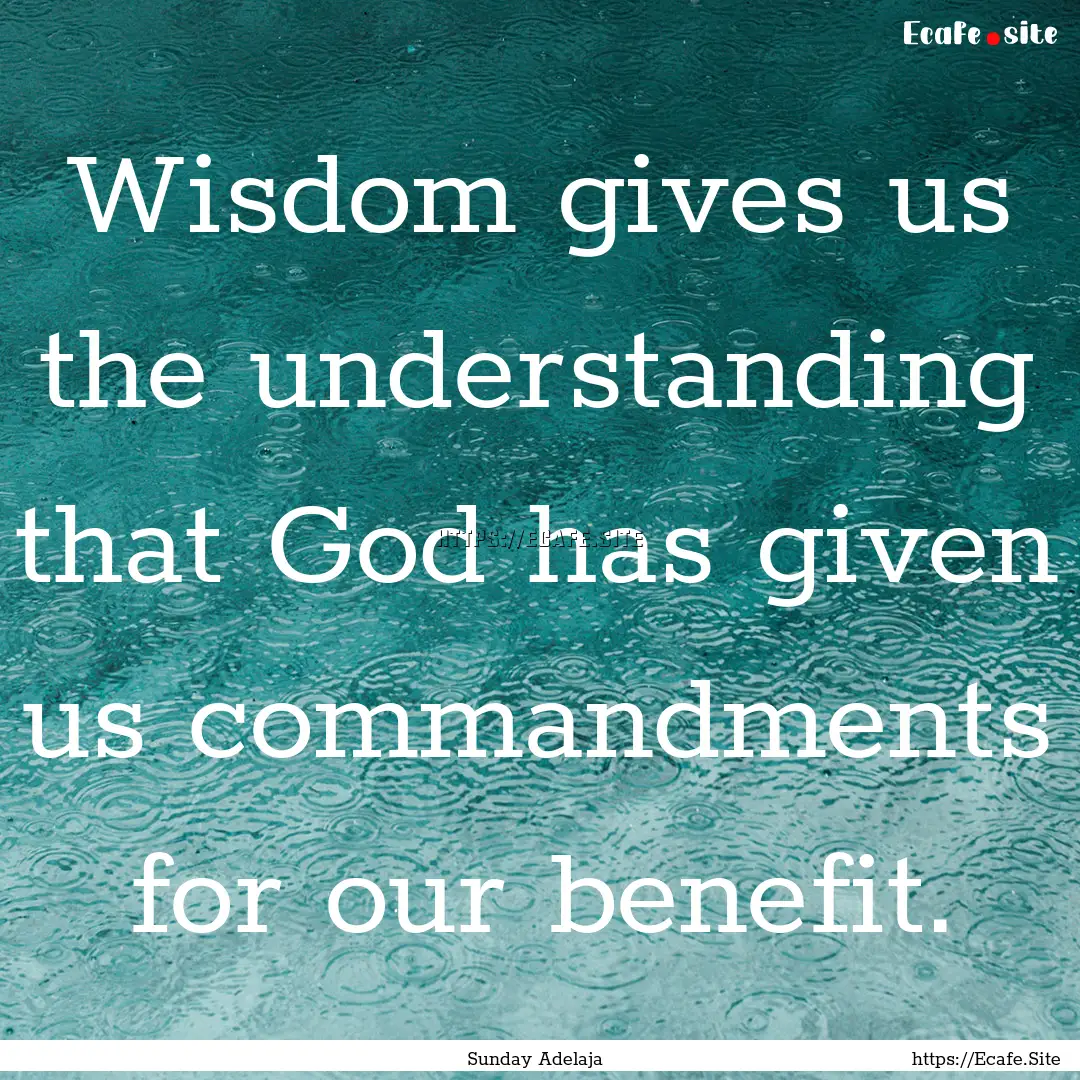 Wisdom gives us the understanding that God.... : Quote by Sunday Adelaja