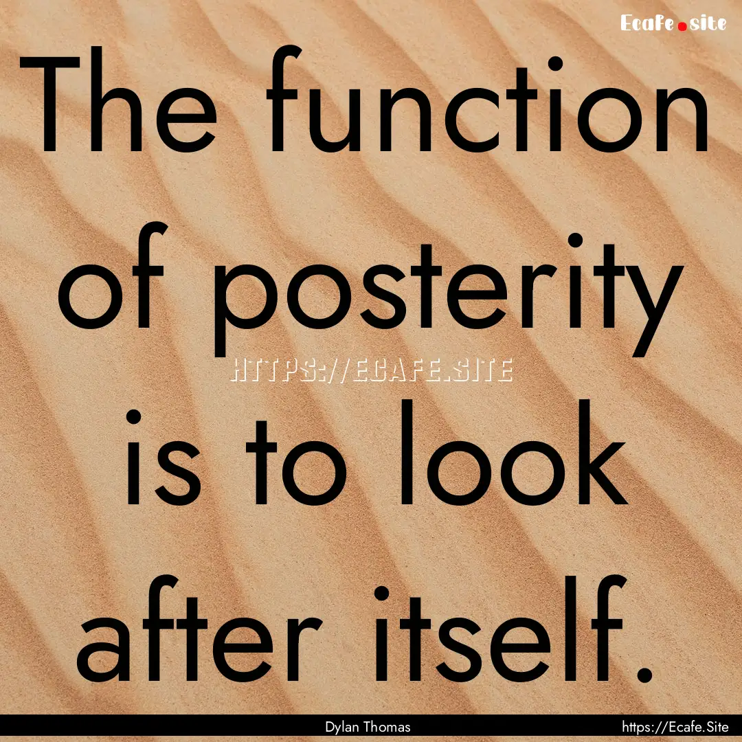 The function of posterity is to look after.... : Quote by Dylan Thomas