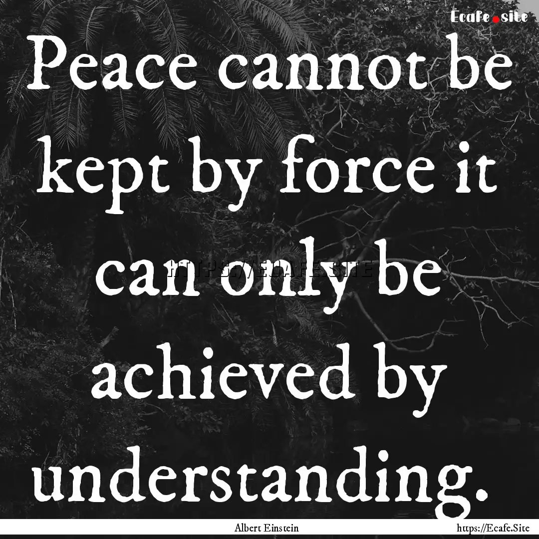 Peace cannot be kept by force it can only.... : Quote by Albert Einstein