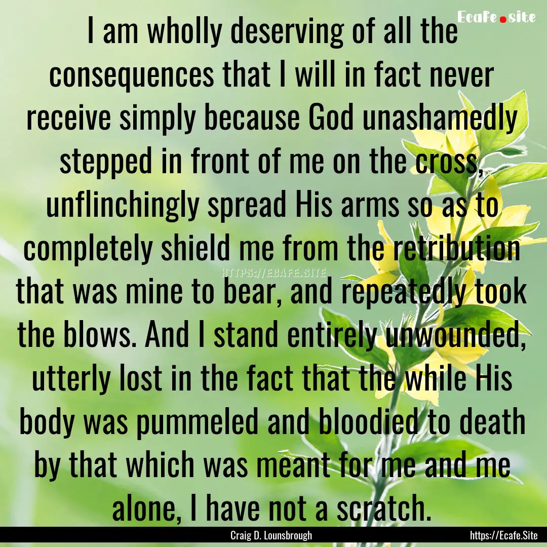 I am wholly deserving of all the consequences.... : Quote by Craig D. Lounsbrough