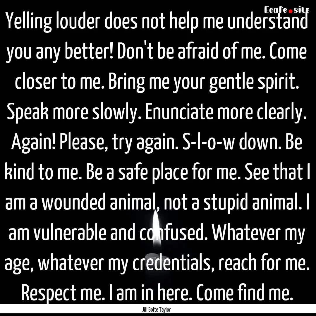 Yelling louder does not help me understand.... : Quote by Jill Bolte Taylor