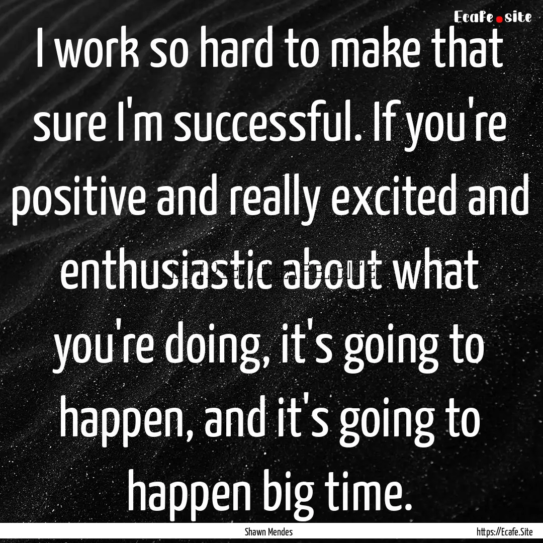 I work so hard to make that sure I'm successful..... : Quote by Shawn Mendes