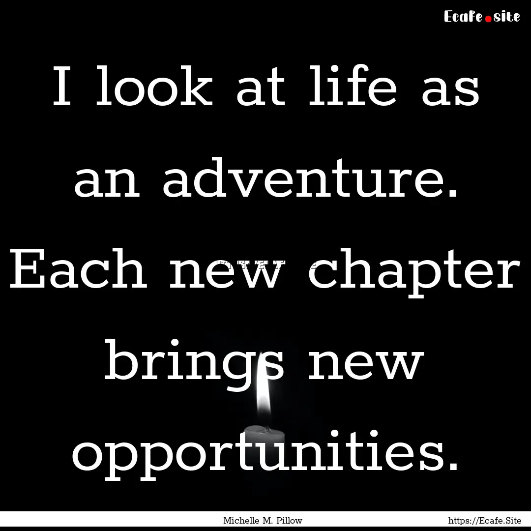 I look at life as an adventure. Each new.... : Quote by Michelle M. Pillow