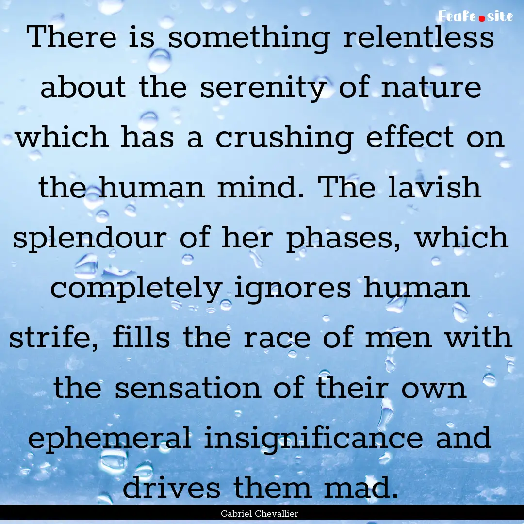 There is something relentless about the serenity.... : Quote by Gabriel Chevallier