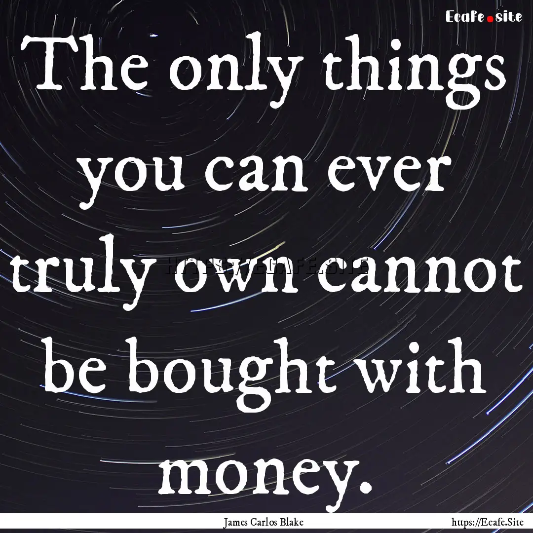 The only things you can ever truly own cannot.... : Quote by James Carlos Blake