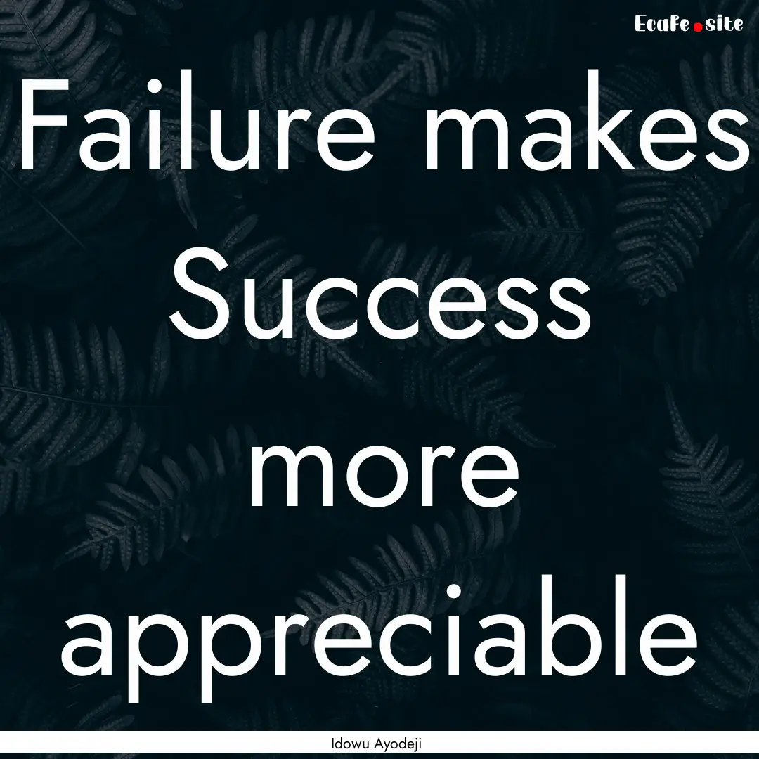 Failure makes Success more appreciable : Quote by Idowu Ayodeji