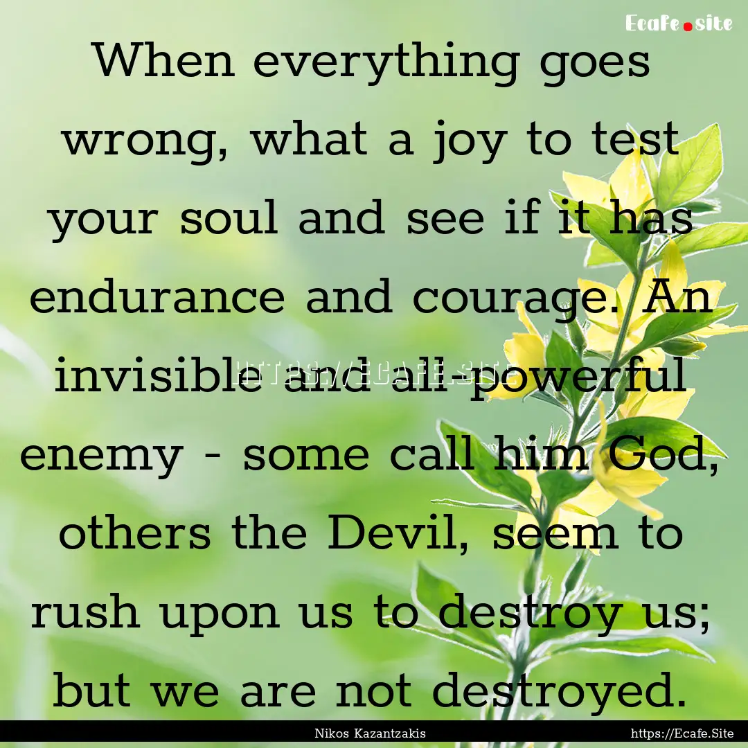 When everything goes wrong, what a joy to.... : Quote by Nikos Kazantzakis