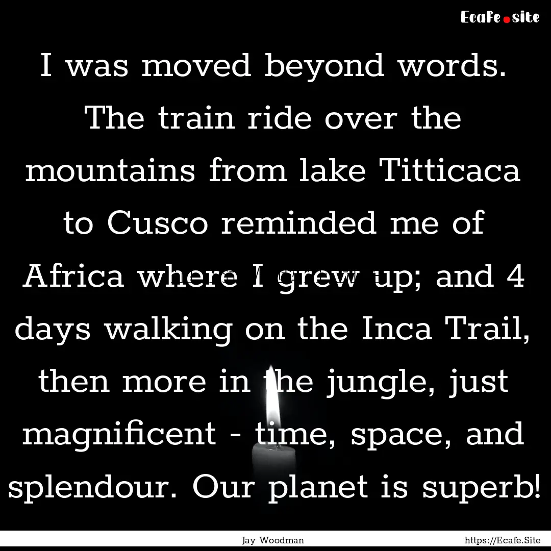 I was moved beyond words. The train ride.... : Quote by Jay Woodman