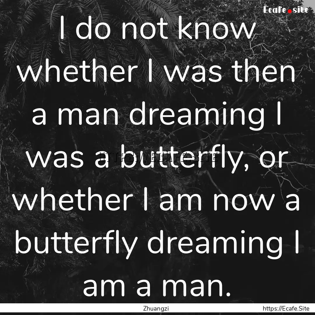 I do not know whether I was then a man dreaming.... : Quote by Zhuangzi