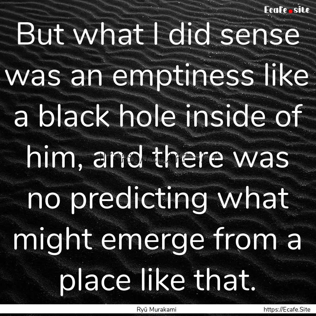 But what I did sense was an emptiness like.... : Quote by Ryū Murakami