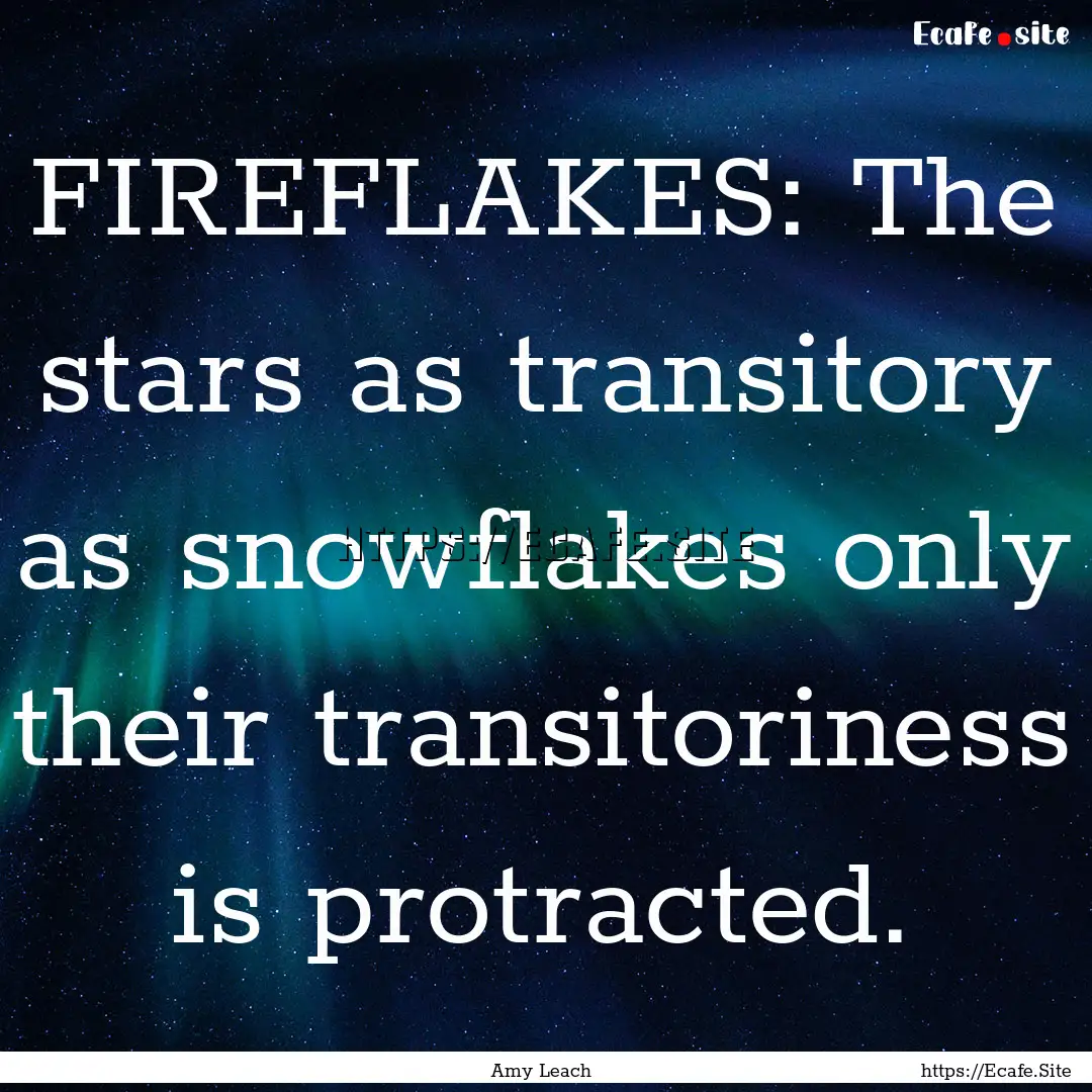 FIREFLAKES: The stars as transitory as snowflakes.... : Quote by Amy Leach