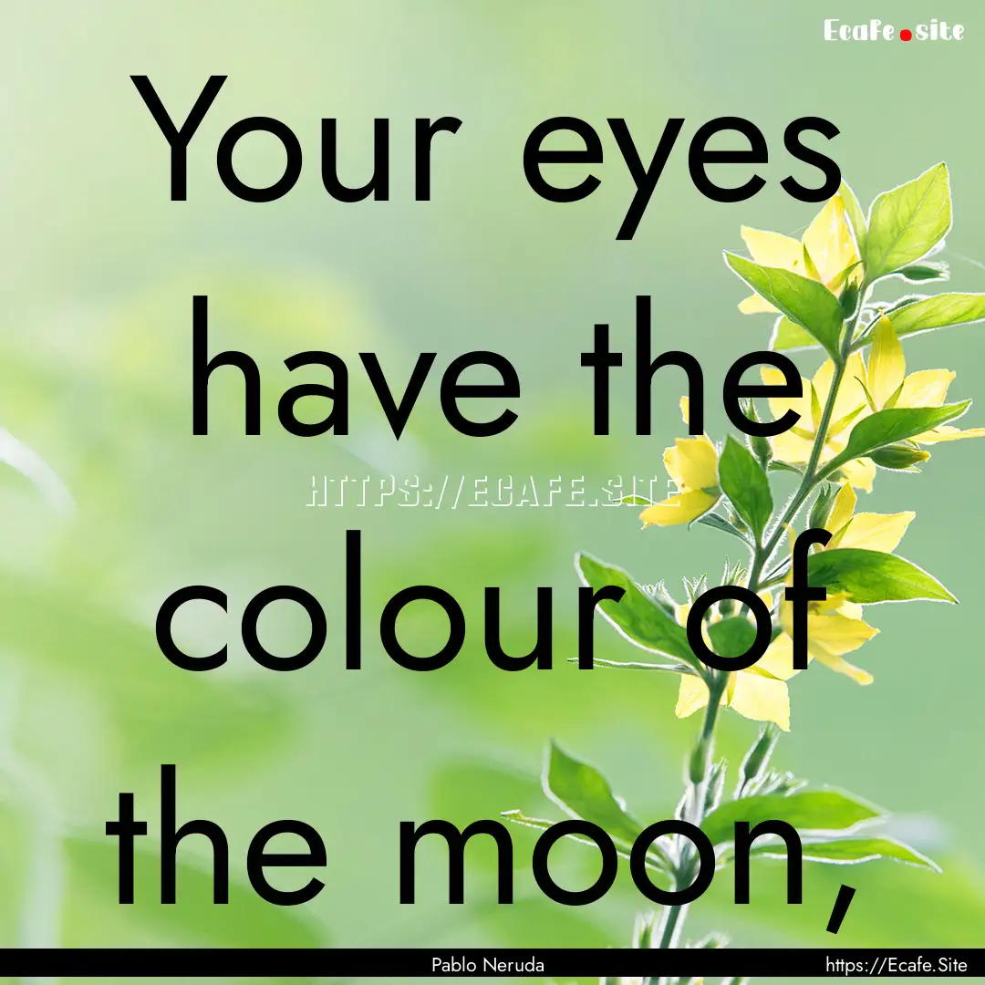 Your eyes have the colour of the moon, : Quote by Pablo Neruda