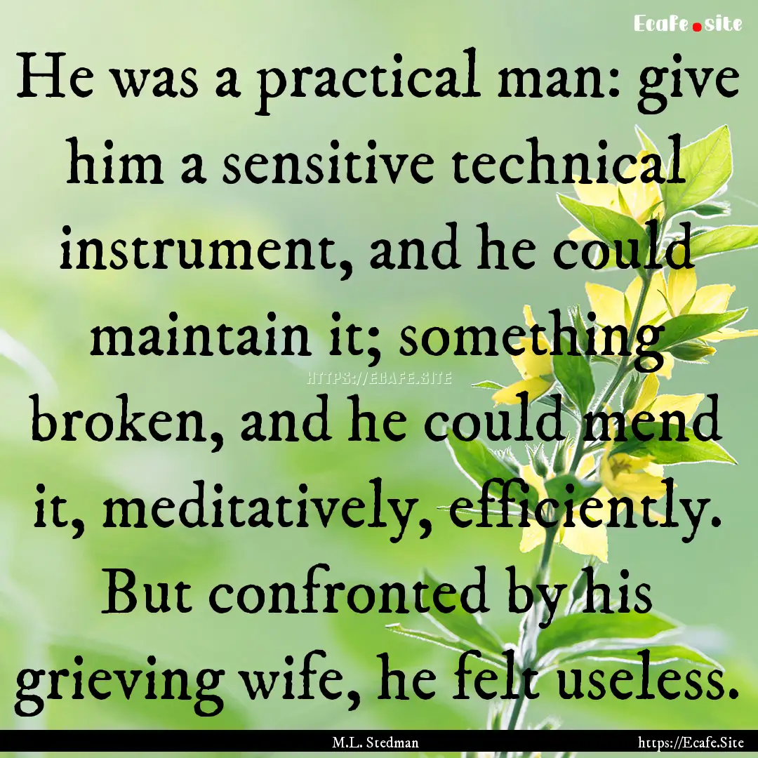 He was a practical man: give him a sensitive.... : Quote by M.L. Stedman