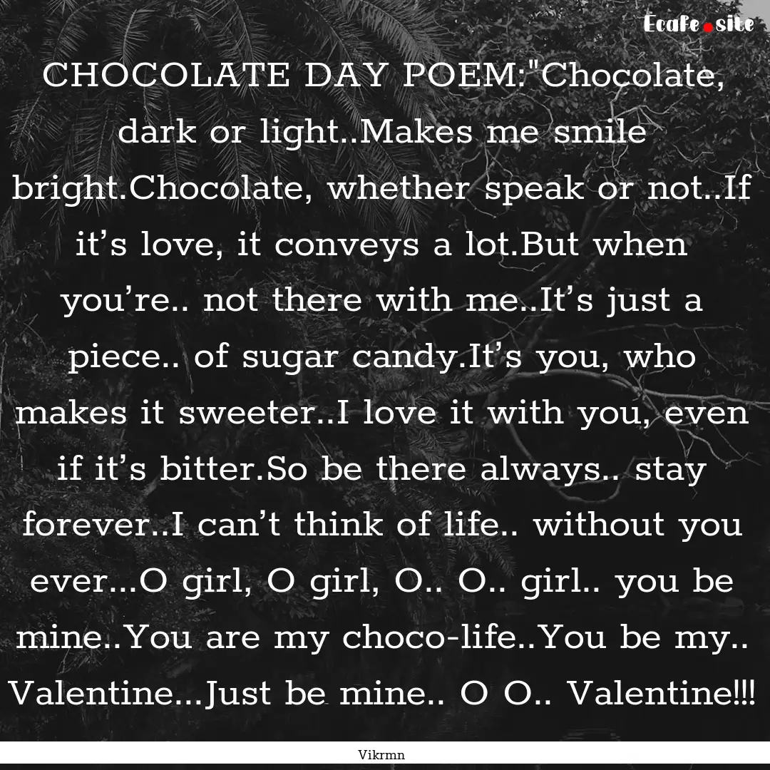 CHOCOLATE DAY POEM: