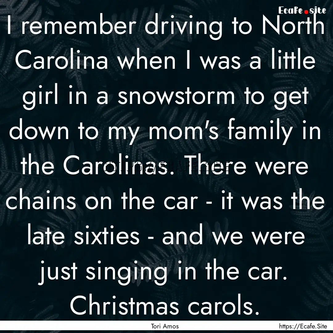 I remember driving to North Carolina when.... : Quote by Tori Amos