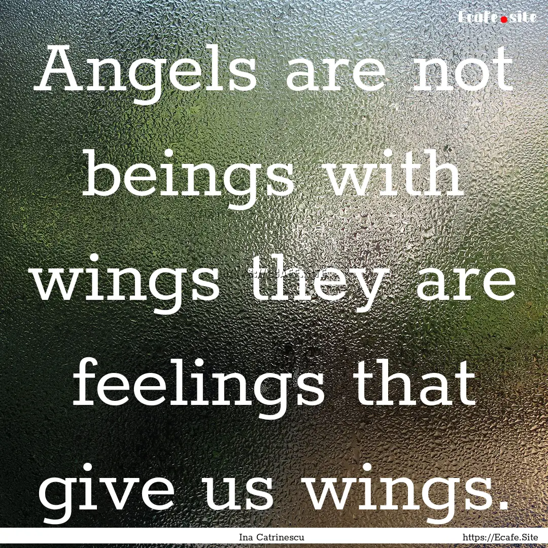 Angels are not beings with wings they are.... : Quote by Ina Catrinescu