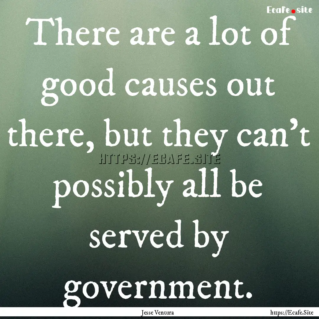 There are a lot of good causes out there,.... : Quote by Jesse Ventura