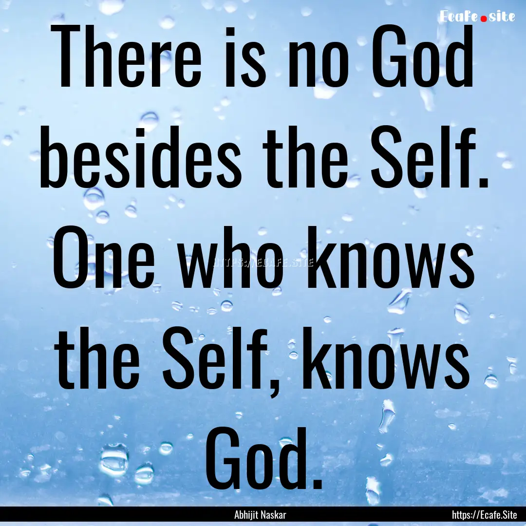 There is no God besides the Self. One who.... : Quote by Abhijit Naskar