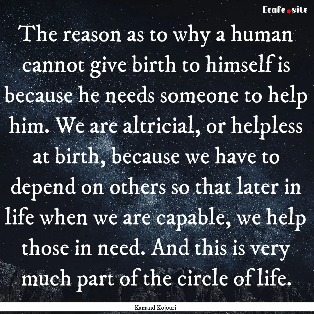 The reason as to why a human cannot give.... : Quote by Kamand Kojouri