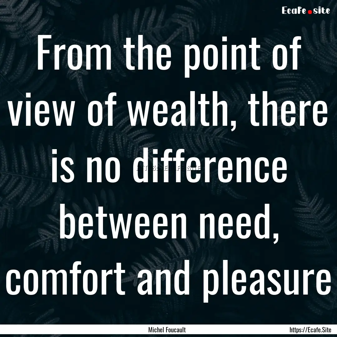 From the point of view of wealth, there is.... : Quote by Michel Foucault