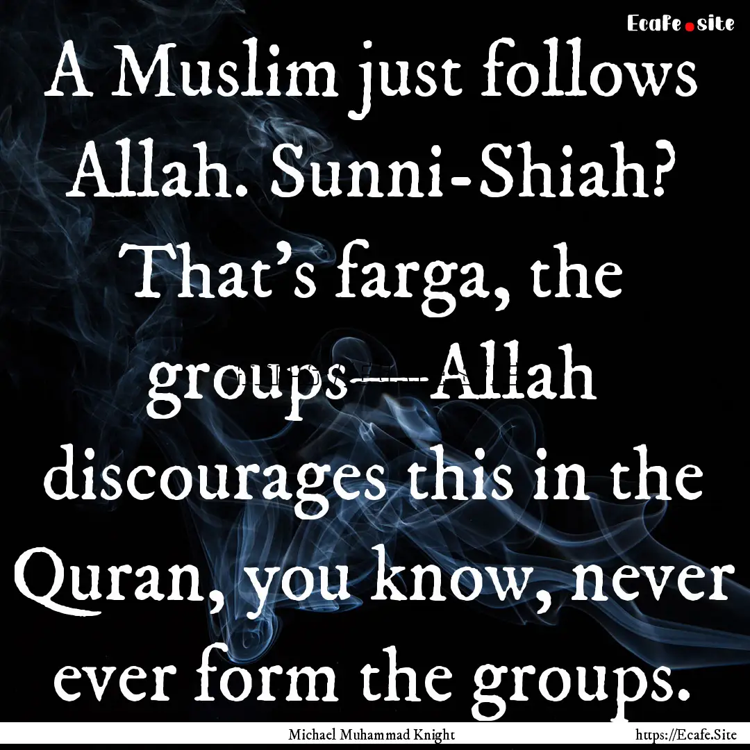 A Muslim just follows Allah. Sunni-Shiah?.... : Quote by Michael Muhammad Knight