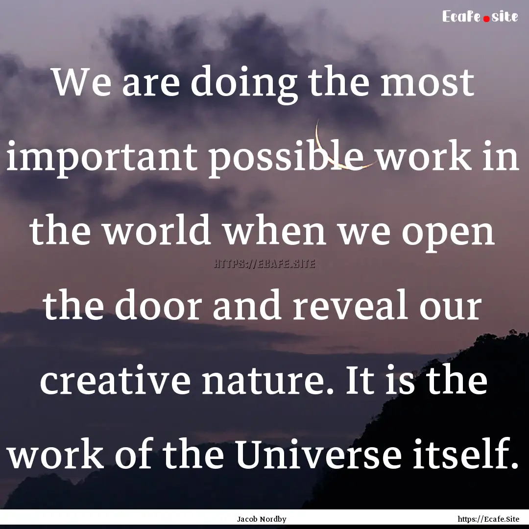 We are doing the most important possible.... : Quote by Jacob Nordby