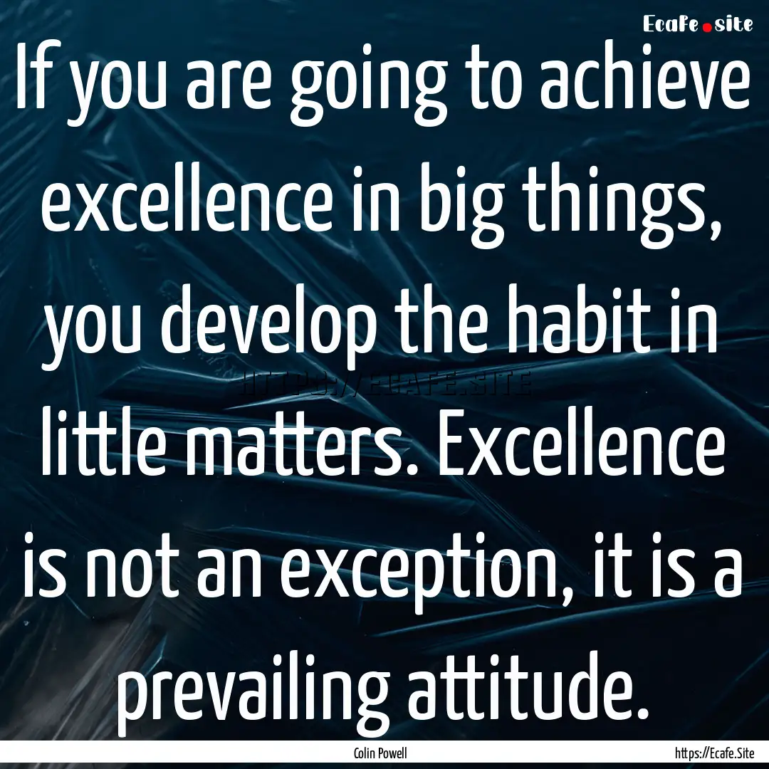 If you are going to achieve excellence in.... : Quote by Colin Powell