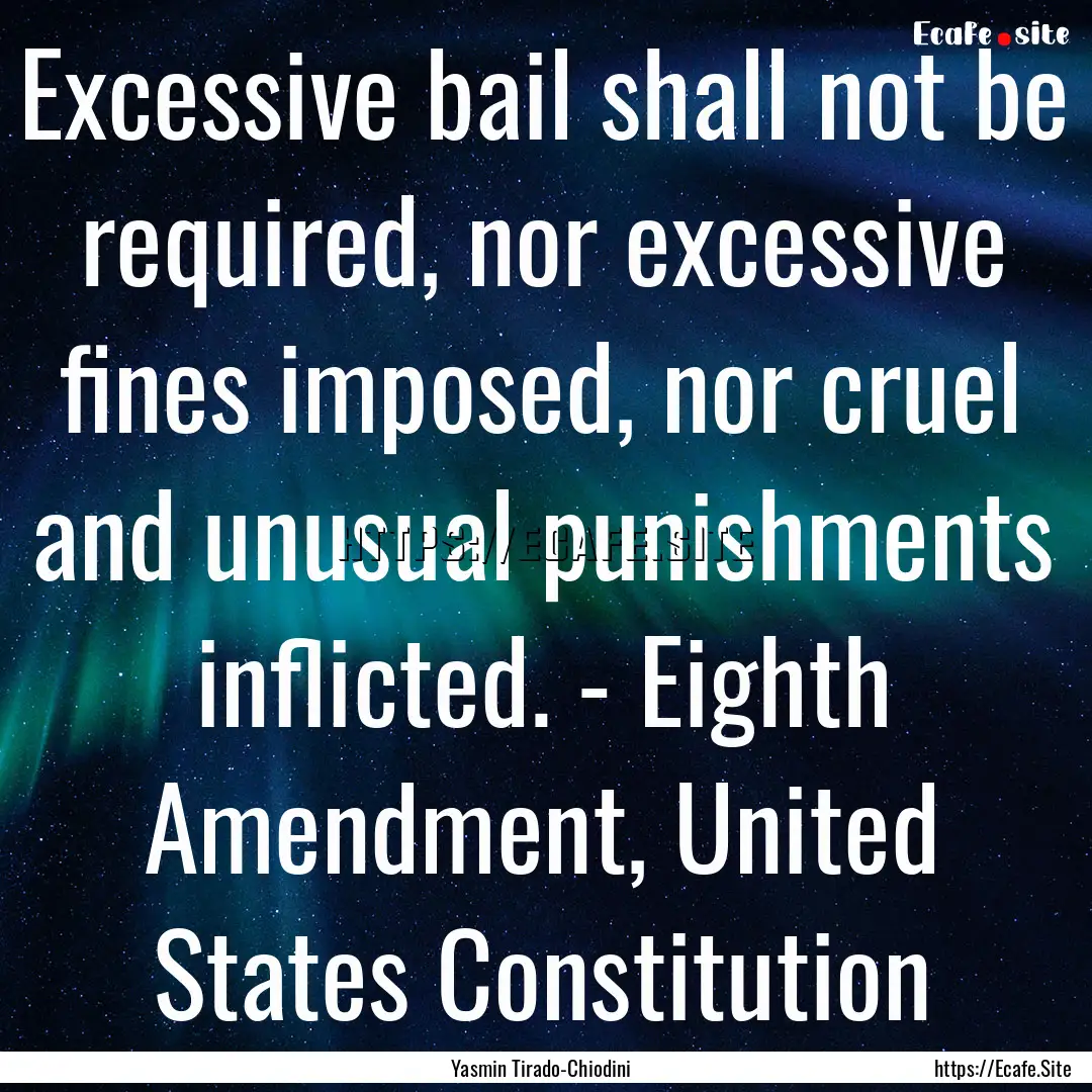 Excessive bail shall not be required, nor.... : Quote by Yasmin Tirado-Chiodini