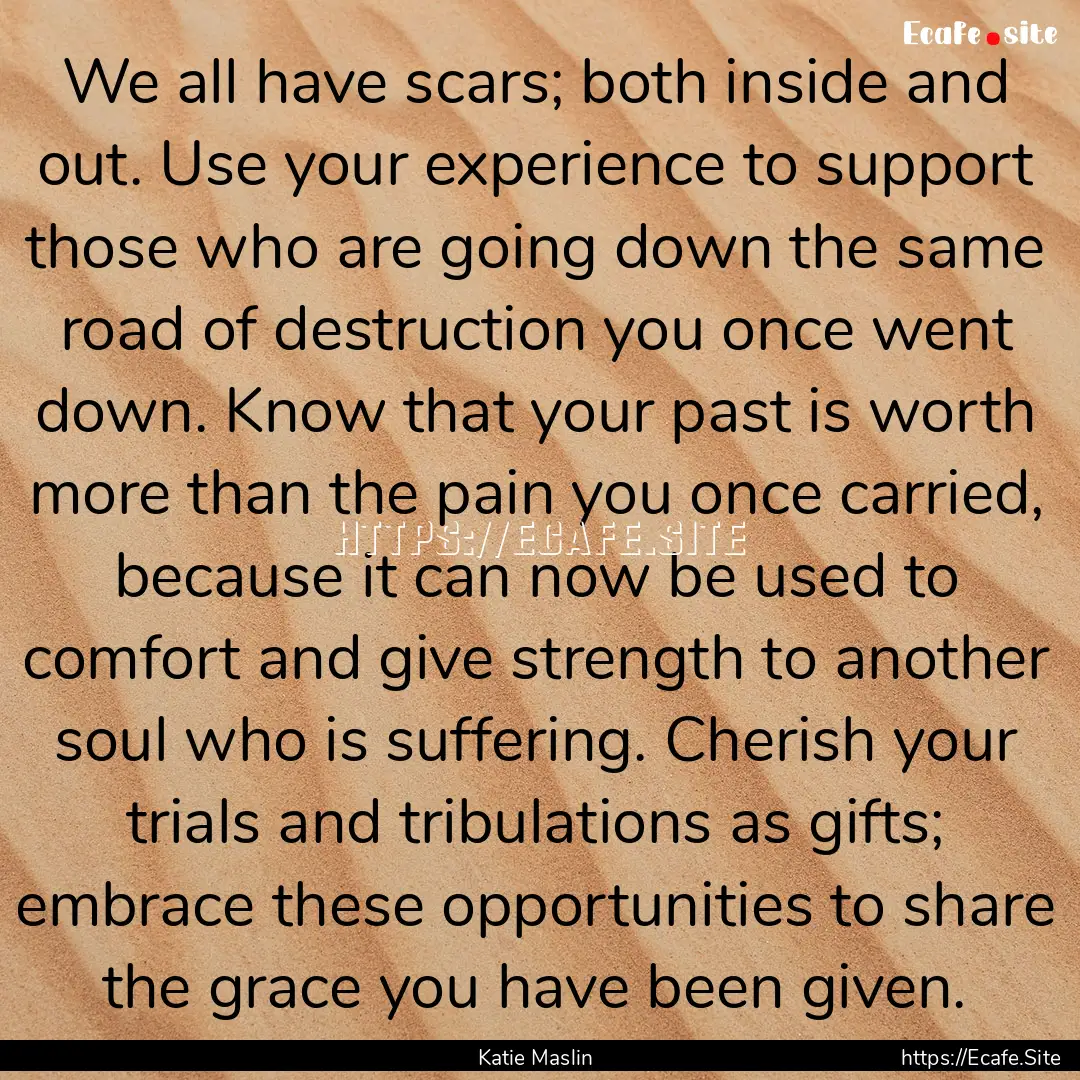 We all have scars; both inside and out. Use.... : Quote by Katie Maslin