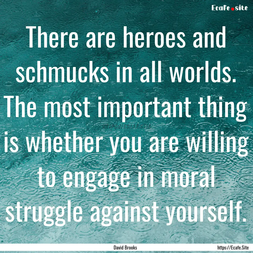 There are heroes and schmucks in all worlds..... : Quote by David Brooks