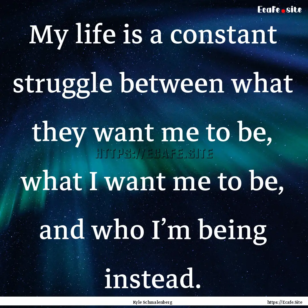 My life is a constant struggle between what.... : Quote by Kyle Schmalenberg