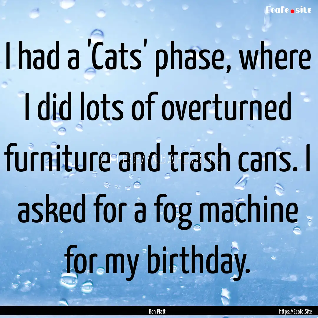 I had a 'Cats' phase, where I did lots of.... : Quote by Ben Platt