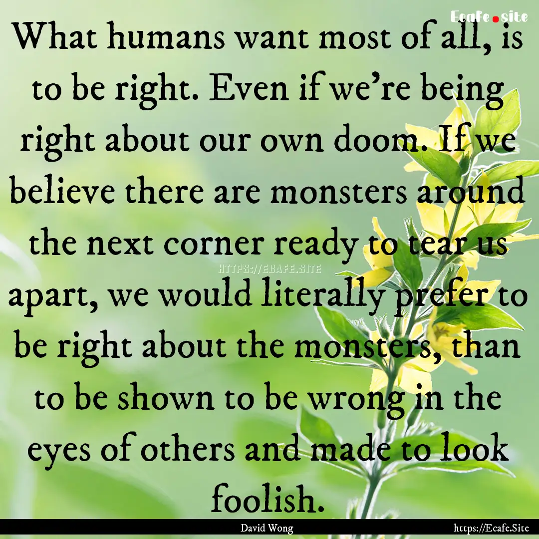 What humans want most of all, is to be right..... : Quote by David Wong